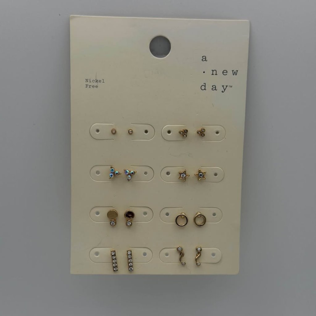 8 Pc Stud Earring Set-Gold-5-A New Day 10$